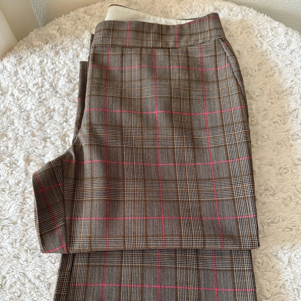Express Brown and Pink Plaid Pants